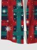 Plus Size Christmas Snowflake Striped Plaid Galaxy Print Button Pocket Shirt For Men -  