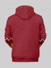 Plus Size Christmas Buttons Gingerbread Man Wavy Line Colorblock Print Pocket Drawstring Hoodie For Men -  