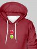 Plus Size Christmas Buttons Gingerbread Man Wavy Line Colorblock Print Pocket Drawstring Hoodie For Men -  