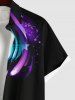 Tenue de Plage Tendance à Imprimé Pluie D'Etoiles Brillantes Grande-Taille pour Couples - Noir 