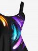 Tenue de Plage Tendance à Imprimé Pluie D'Etoiles Brillantes Grande-Taille pour Couples - Noir 