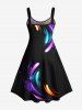 Tenue de Plage Tendance à Imprimé Pluie D'Etoiles Brillantes Grande-Taille pour Couples - Noir 
