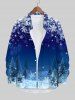 Tenue Grande Taille Imprimé Flocons de Neige et Sapin de Noël pour Couples de Noël - Bleu 