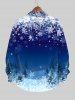Tenue Grande Taille Imprimé Flocons de Neige et Sapin de Noël pour Couples de Noël - Bleu 