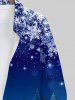 Tenue Grande Taille Imprimé Flocons de Neige et Sapin de Noël pour Couples de Noël - Bleu 