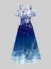 Tenue Grande Taille Imprimé Flocons de Neige et Sapin de Noël pour Couples de Noël - Bleu 