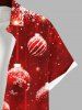 Plus Size Christmas Ball Snowflake Colorblock Print Buttons Pocket Shirt For Men -  