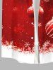 Plus Size Christmas Ball Snowflake Colorblock Print Buttons Pocket Shirt For Men -  
