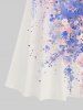 Plus Size Watercolor Flowers Leaf Print Cold Shoulder Crisscross Hawaii Maxi Dress -  
