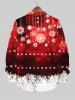 Plus Size Christmas Snowflake Tassel Ombre Print Buttons Pocket Long Sleeve Shirt For Men -  