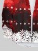 Plus Size Christmas Snowflake Tassel Ombre Print Buttons Pocket Long Sleeve Shirt For Men -  