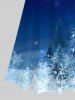 Maxi Robe Croisée Sapin de Noël et Flocon de Neige Imprimés à Epaule Dénudée de Grande Taille - Bleu 1X