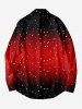 Chemise Manches Longues à Imprimé Sapins Flocons de Neige et Père Noël Grande-Taille pour Hommes - Rouge 7XL