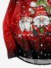 Chemise Manches Longues à Imprimé Sapins Flocons de Neige et Père Noël Grande-Taille pour Hommes - Rouge 7XL