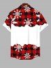 Plus Size Christmas Snowflake Plaid Leopard Elk Letters Print Button Pocket Shirt For Men -  
