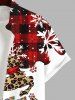Plus Size Christmas Snowflake Plaid Leopard Elk Letters Print Button Pocket Shirt For Men -  