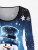 Plus Size Christmas Snowflake Snowman Glitter Ombre Galaxy Print Long Sleeves T-shirt -  