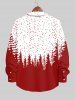 Plus Size Christmas Tree Dots Colorblock Print Buttons Pocket Long Sleeve Shirt For Men -  
