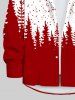 Plus Size Christmas Tree Dots Colorblock Print Buttons Pocket Long Sleeve Shirt For Men -  