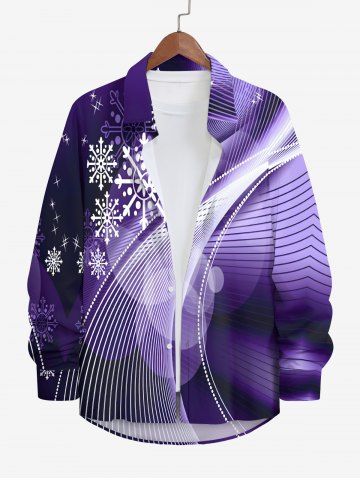 Chemise Manches Longues à Imprimé Sapins de Noël et Boutons avec Poche Grande-Taille pour Hommes - PURPLE - 8XL