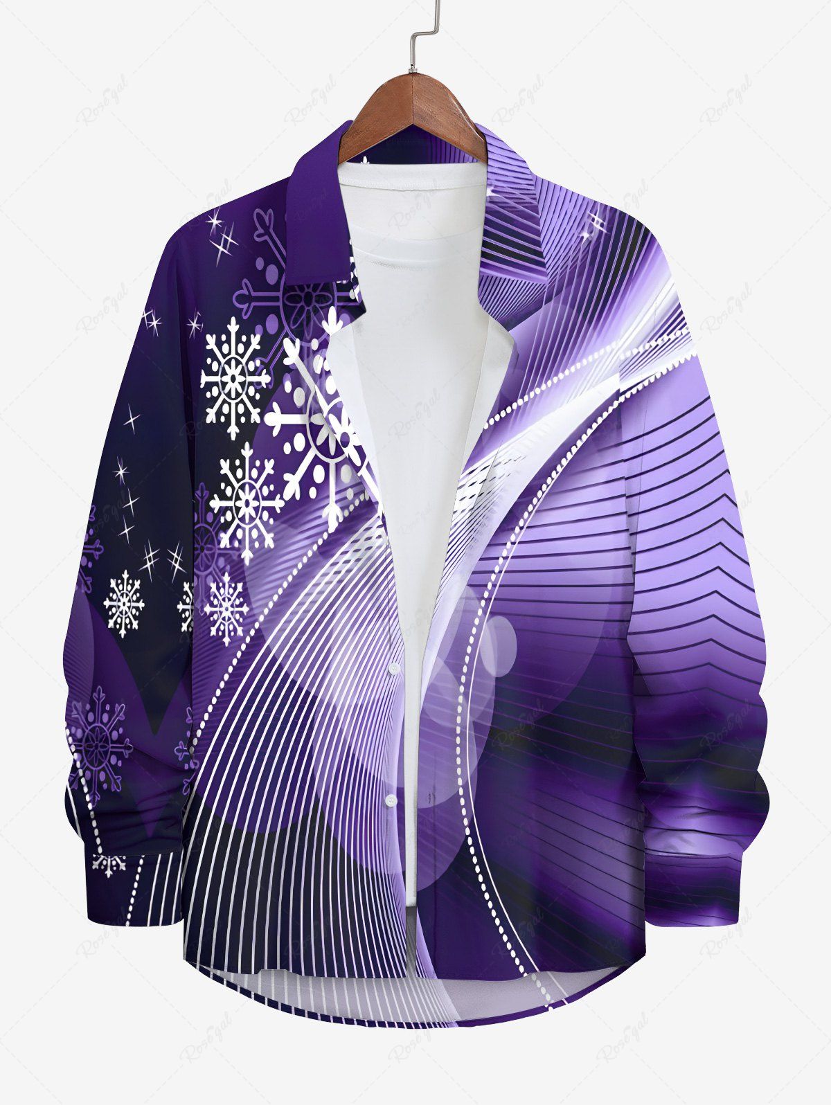 Chemise Manches Longues à Imprimé Sapins de Noël et Boutons avec Poche Grande-Taille pour Hommes Pourpre  8XL