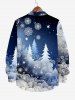 Plus Size Christmas Tree Snowflake Ombre Galaxy Print Button Long Sleeves Shirt For Men -  