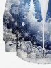 Plus Size Christmas Tree Snowflake Ombre Galaxy Print Button Long Sleeves Shirt For Men -  