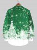 Chemise Boutonnée Sapin de Noël et Flocon de Neige Imprimés de Grande Taille à Paillettes - Vert 4XL