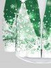 Chemise Boutonnée Sapin de Noël et Flocon de Neige Imprimés de Grande Taille à Paillettes - Vert 4XL