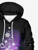 Christmas Ombre Snowflake Curve Print Pocket Drawstring Pullover Long Sleeves Hoodie For Men -  