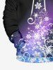 Christmas Ombre Snowflake Curve Print Pocket Drawstring Pullover Long Sleeves Hoodie For Men -  