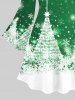 Robe Ligne A Sapin de Noël Galaxie Imprimés de Grande Taille à Manches Evasées - Vert 4X