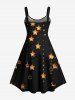 Robe Ligne A Etoile Brillante Imprimée de Noël de Grande Taille - Noir S