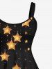 Robe Ligne A Etoile Brillante Imprimée de Noël de Grande Taille - Noir S
