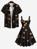 Robe Ligne A Etoile Brillante Imprimée de Noël de Grande Taille - Noir L