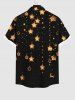Plus Size Glitter Christmas Stars Light Print Button Pocket Shirt For Men -  
