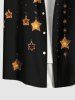 Plus Size Glitter Christmas Stars Light Print Button Pocket Shirt For Men -  