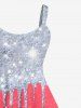 Plus Size Christmas Snowflake Sparkling Sequin Paint Drop 3D Print Tank Dress -  