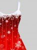 Robe Débardeur en Blocs de Couleurs 3D Flocon de Neige et Boule Imprimés de Grande Taille à Paillettes - Rouge S