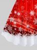 Robe Débardeur en Blocs de Couleurs 3D Flocon de Neige et Boule Imprimés de Grande Taille à Paillettes - Rouge S
