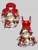 Robe Débardeur Flocon de Neige et Père Noël Imprimés de Grande Taille - Rouge L
