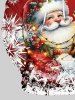 Plus Size Christmas Light Santa Claus Snowflake Print Pocket Drawstring Hoodie For Men -  