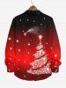Chemise 3D Etoile Sapin de Noël Imprimés Grande Taille avec Poche à Manches Longues - Rouge 4XL