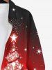 Chemise 3D Etoile Sapin de Noël Imprimés Grande Taille avec Poche à Manches Longues - Rouge 4XL