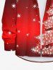Chemise 3D Etoile Sapin de Noël Imprimés Grande Taille avec Poche à Manches Longues - Rouge 4XL