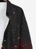 Plus Size Christmas Tree Star Bowknot Glitter 3D Print Buttons Pocket Long Sleeve Shirt For Men -  