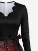 Robe Ligne A 3D Etoile Sapin de Noël Imprimés de Grande Taille à Col V avec Ceinture - Multi-A 5XL
