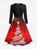 Robe Ligne A 3D Etoile Sapin de Noël Imprimés de Grande Taille à Col V avec Ceinture - Multi-A 5XL