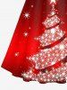 Robe Ligne A 3D Etoile Sapin de Noël Imprimés de Grande Taille à Col V avec Ceinture - Multi-A 5XL