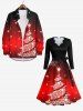 Robe Ligne A 3D Etoile Sapin de Noël Imprimés de Grande Taille à Col V avec Ceinture - Multi-A 5XL